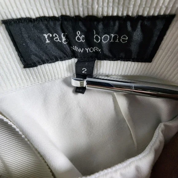 Rag & Bone Womens White Cotton Mid Rise Zip Back Straight Leg Pants Size2(24x26) - Picture 5 of 10